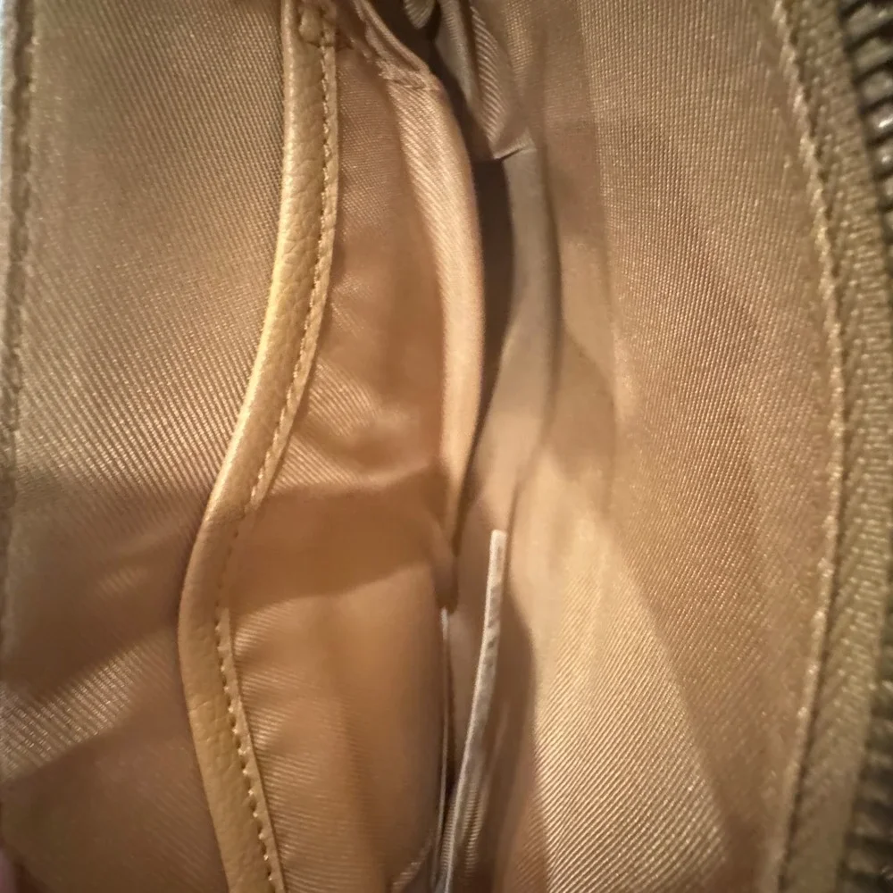 Disney Flair Collection Perforated Crossbody Tan Mickey Mouse Accent Wide Strap‎